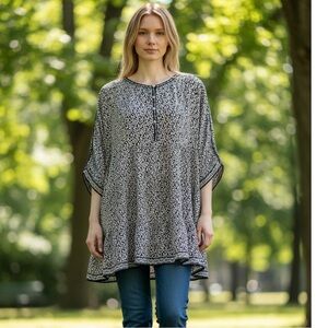 🌻Max Studios babydoll mini dress‎ tunic leaf print